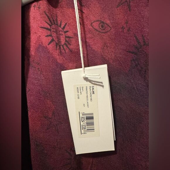 Calme by Johnny Was Purple Floral Printed Fleece Jacket NWT Size Large - Picture 6 of 7